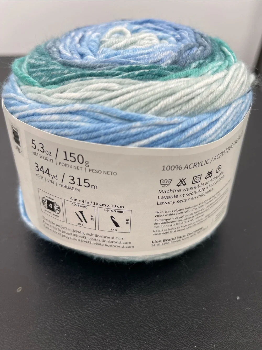 Lion Brand Mandala Ombré Yarn in Blue & Teal - Picture 3 of 4